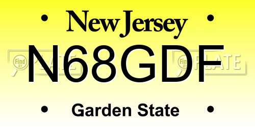 N68GDF New Jersey License Plate
