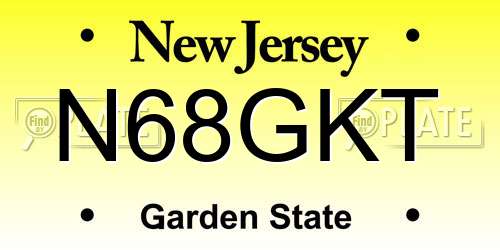 N68GKT New Jersey License Plate