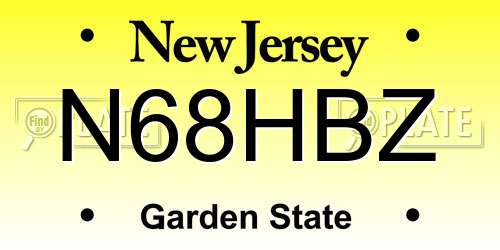 N68HBZ New Jersey License Plate