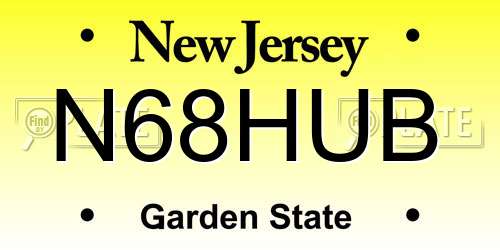 N68HUB New Jersey License Plate