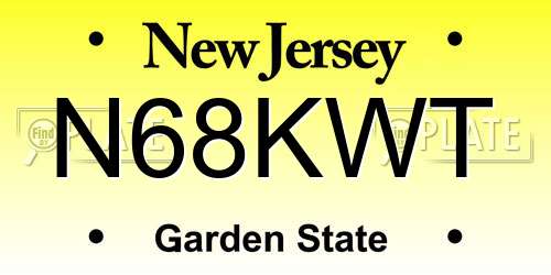 N68KWT New Jersey License Plate