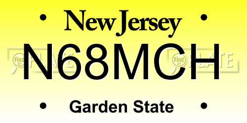 N68MCH New Jersey License Plate
