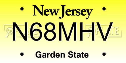 N68MHV New Jersey License Plate