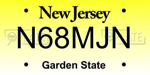 N68MJN New Jersey License Plate