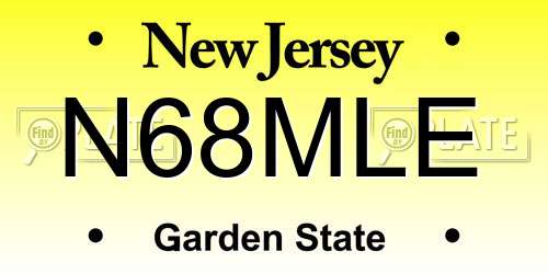 N68MLE New Jersey License Plate