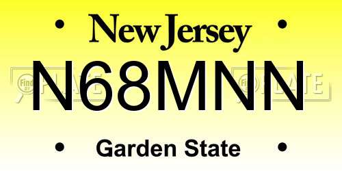 N68MNN New Jersey License Plate