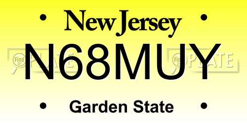 N68MUY New Jersey License Plate