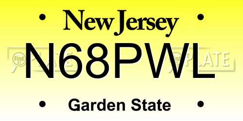 N68PWL New Jersey License Plate