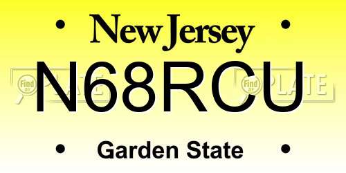 N68RCU New Jersey License Plate