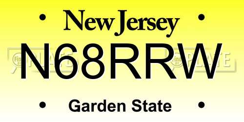 N68RRW New Jersey License Plate