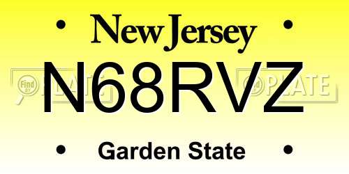 N68RVZ New Jersey License Plate