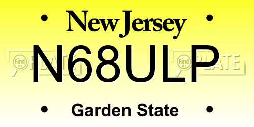 N68ULP New Jersey License Plate