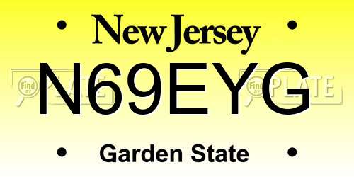 N69EYG New Jersey License Plate