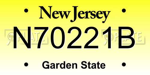 N70221B New Jersey License Plate