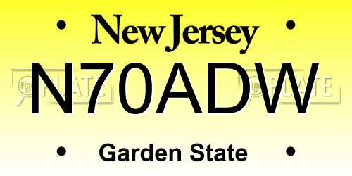 N70ADW New Jersey License Plate