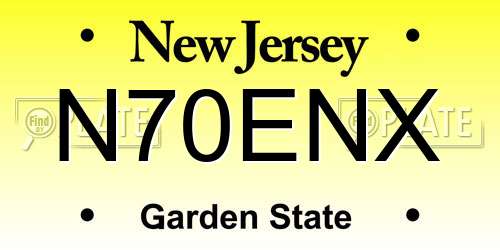 N70ENX New Jersey License Plate