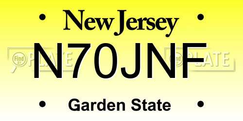 N70JNF New Jersey License Plate
