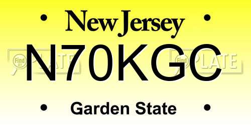 N70KGC New Jersey License Plate