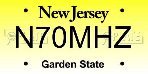 N70MHZ New Jersey License Plate