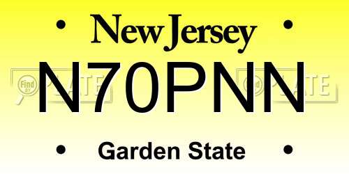 N70PNN New Jersey License Plate
