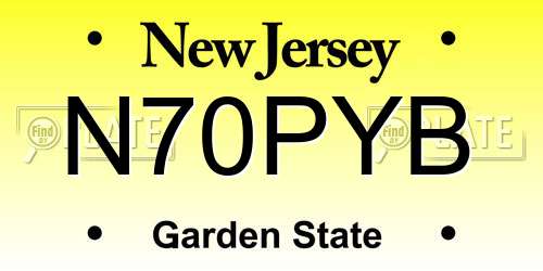 N70PYB New Jersey License Plate