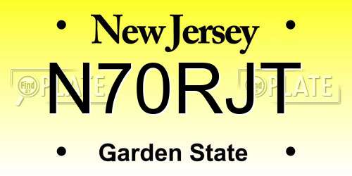 N70RJT New Jersey License Plate