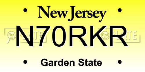 N70RKR New Jersey License Plate
