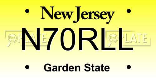 N70RLL New Jersey License Plate