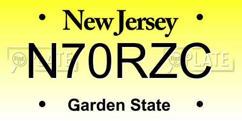 N70RZC New Jersey License Plate