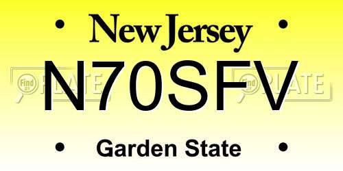 N70SFV New Jersey License Plate