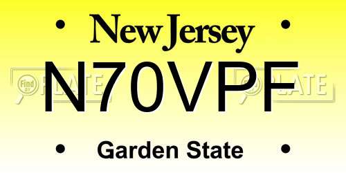 N70VPF New Jersey License Plate