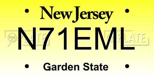 N71EML New Jersey License Plate