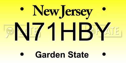 N71HBY New Jersey License Plate