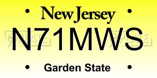 N71MWS New Jersey License Plate