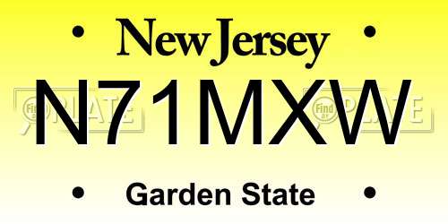 N71MXW New Jersey License Plate