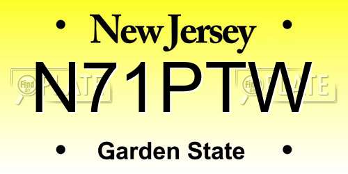 N71PTW New Jersey License Plate