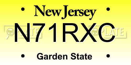 N71RXC New Jersey License Plate