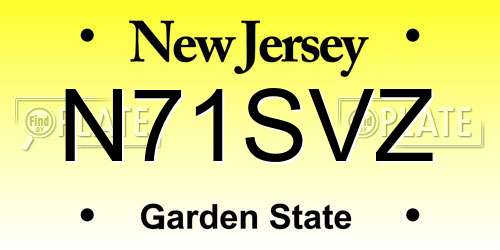 N71SVZ New Jersey License Plate