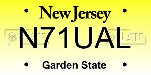 N71UAL New Jersey License Plate