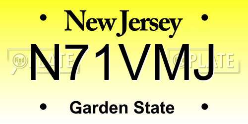 N71VMJ New Jersey License Plate