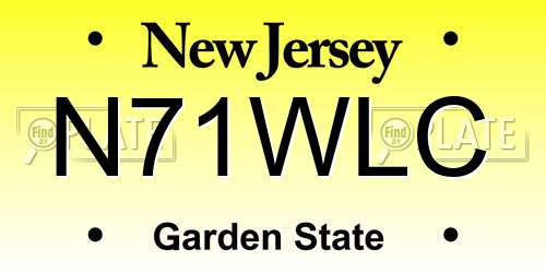 N71WLC New Jersey License Plate