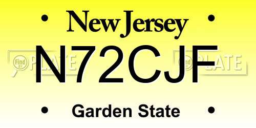 N72CJF New Jersey License Plate