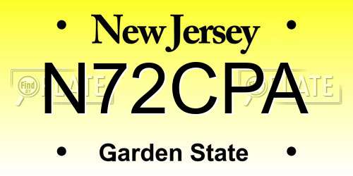 N72CPA New Jersey License Plate