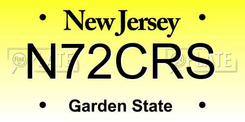 N72CRS New Jersey License Plate