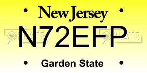 N72EFP New Jersey License Plate