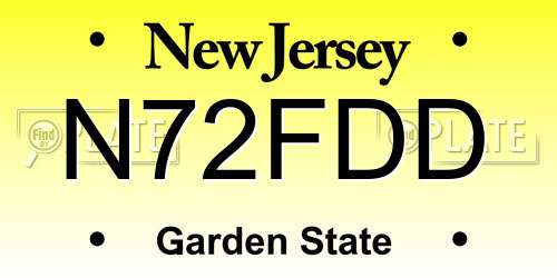 N72FDD New Jersey License Plate