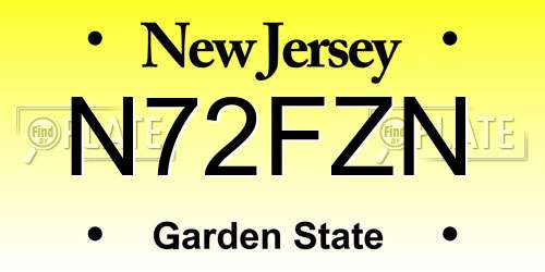 N72FZN New Jersey License Plate