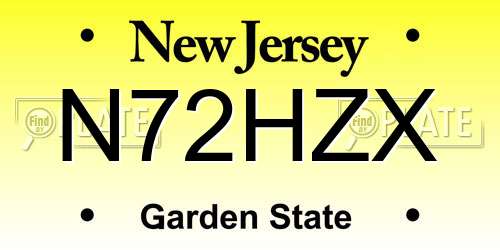N72HZX New Jersey License Plate