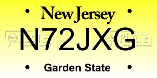 N72JXG New Jersey License Plate