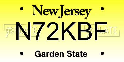N72KBF New Jersey License Plate